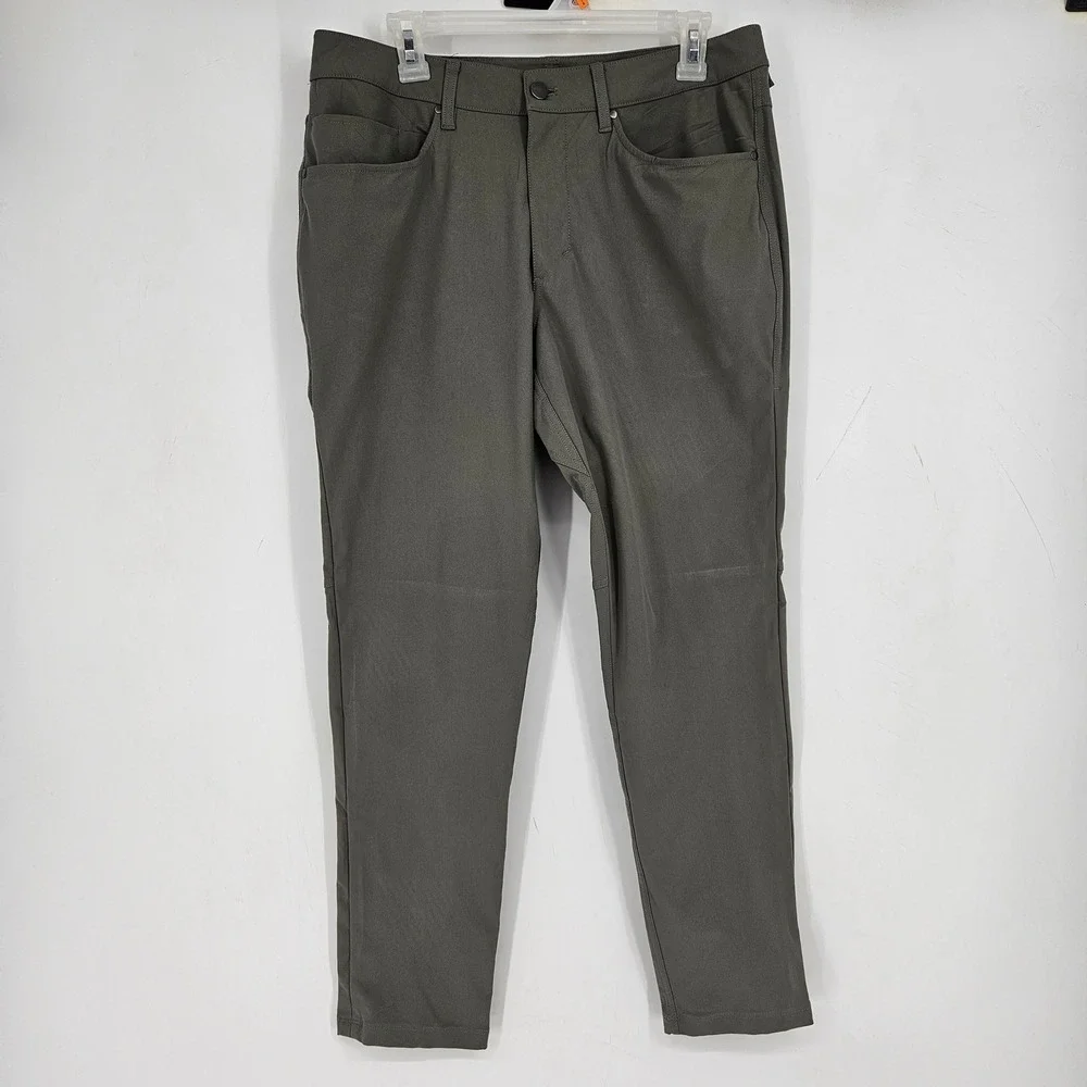 Lululemon ABC Pants Mens 32 Stretch Chino Gray Warpstreme 5 Pocket‎ Performance